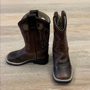 Old West Dark Brown Leather Boots size 6D
